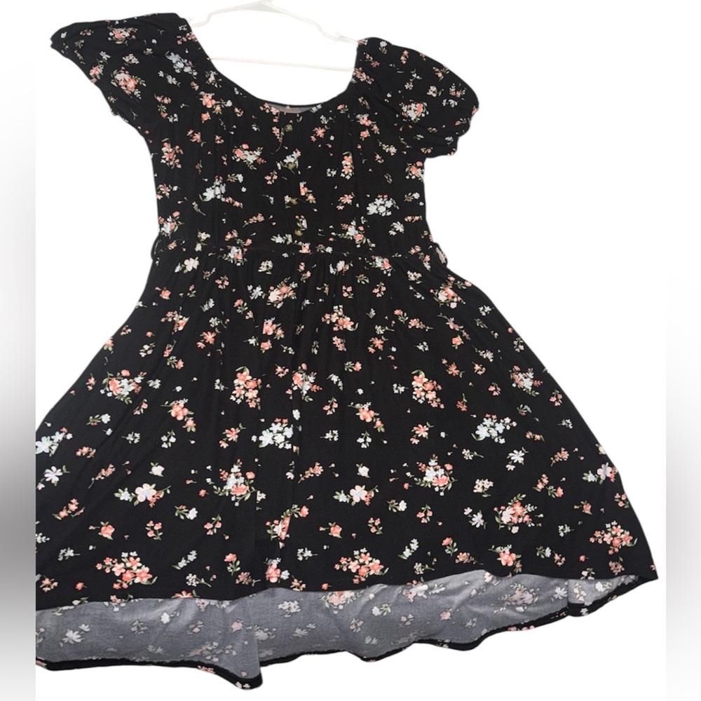 No Boundaries Black Floral Short-Sleeve Dress